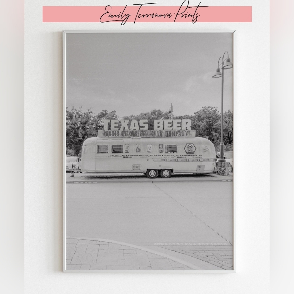 Black and White Texas Beer 8x12 Photo Print